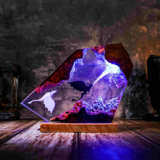 Fire Breathing Toothless and Light Fury Lamp