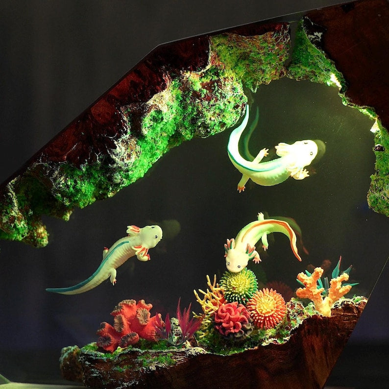 Axolotl Paradise Epoxy lamp