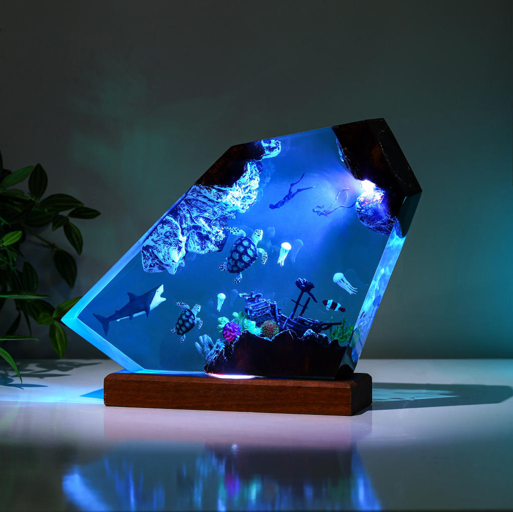 Orca and Divers Night Ligh