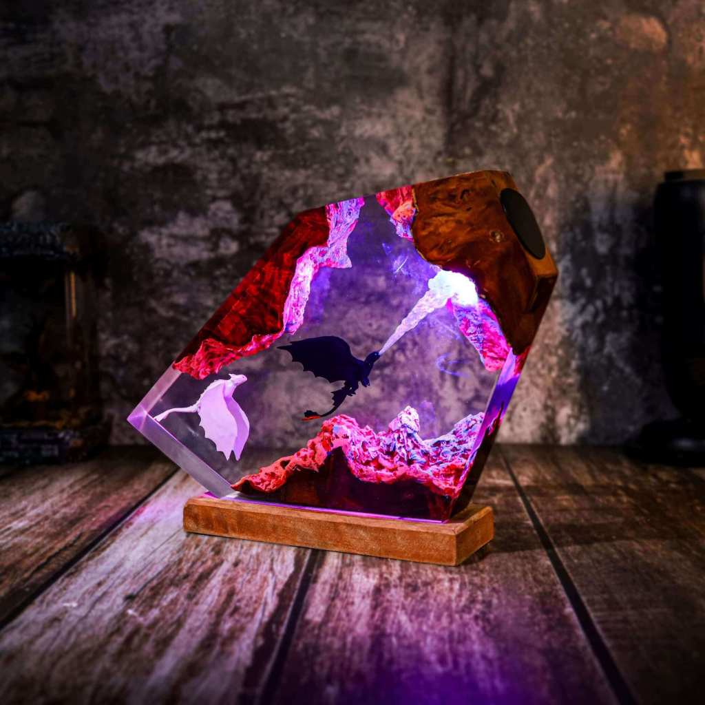 Fire Breathing Toothless and Light Fury Lamp