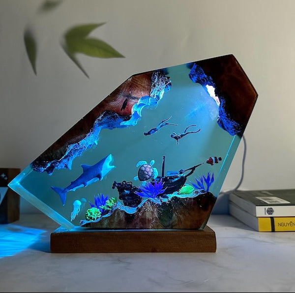 Ocean Deep Dive Epoxy lamp