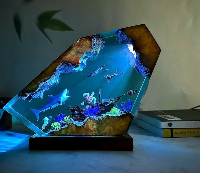 Ocean Deep Dive Epoxy lamp