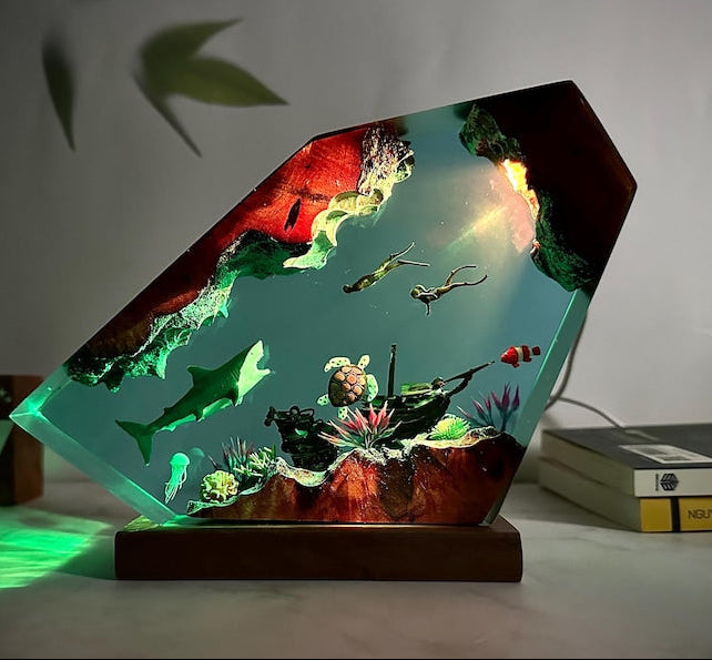 Ocean Deep Dive Epoxy lamp