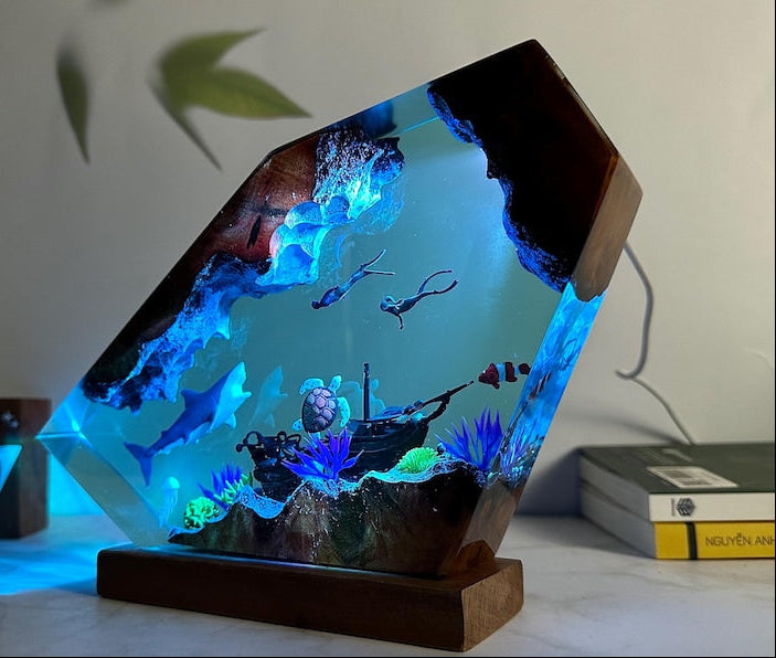 Ocean Deep Dive Epoxy lamp
