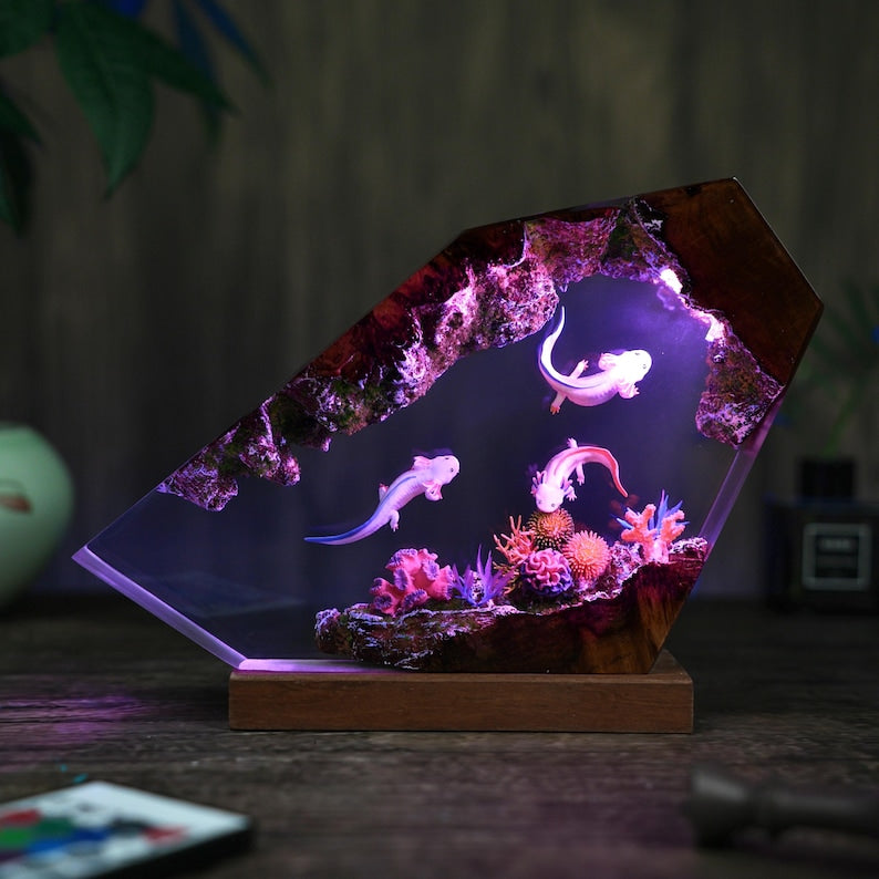 Axolotl Paradise Epoxy lamp