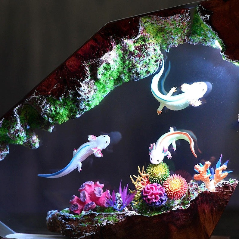 Axolotl Paradise Epoxy lamp
