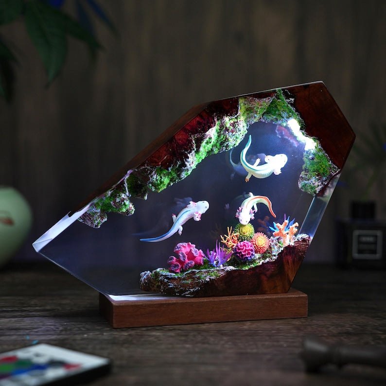 Axolotl Paradise Epoxy lamp