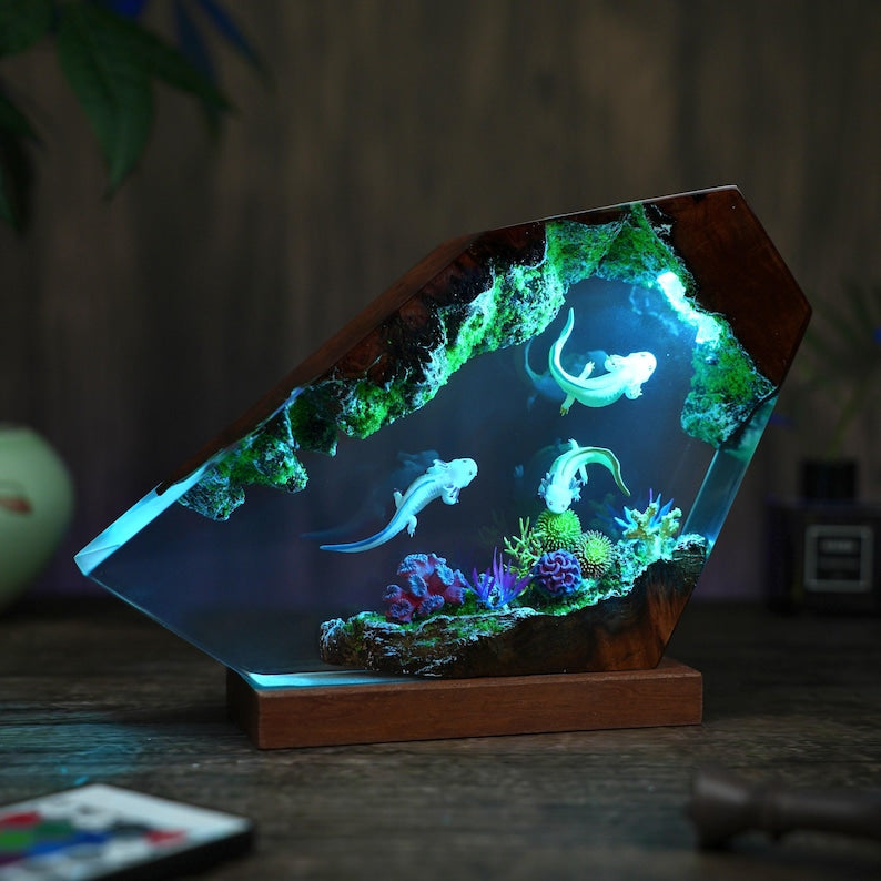 Axolotl Paradise Epoxy lamp