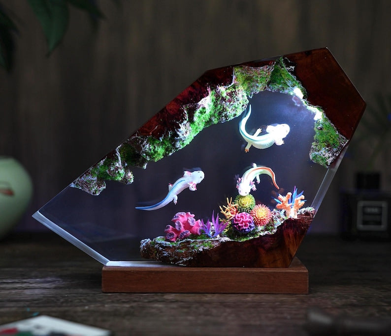 Axolotl Paradise Epoxy lamp