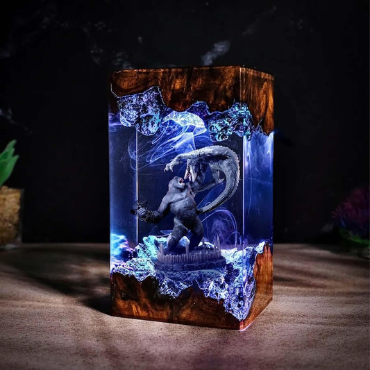 Gorilla vs Serpent Epoxy Lamp