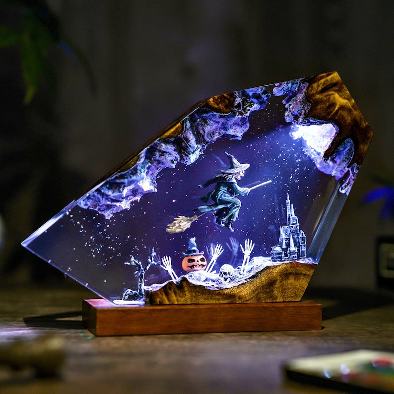 Witch Flight Epoxy lamp